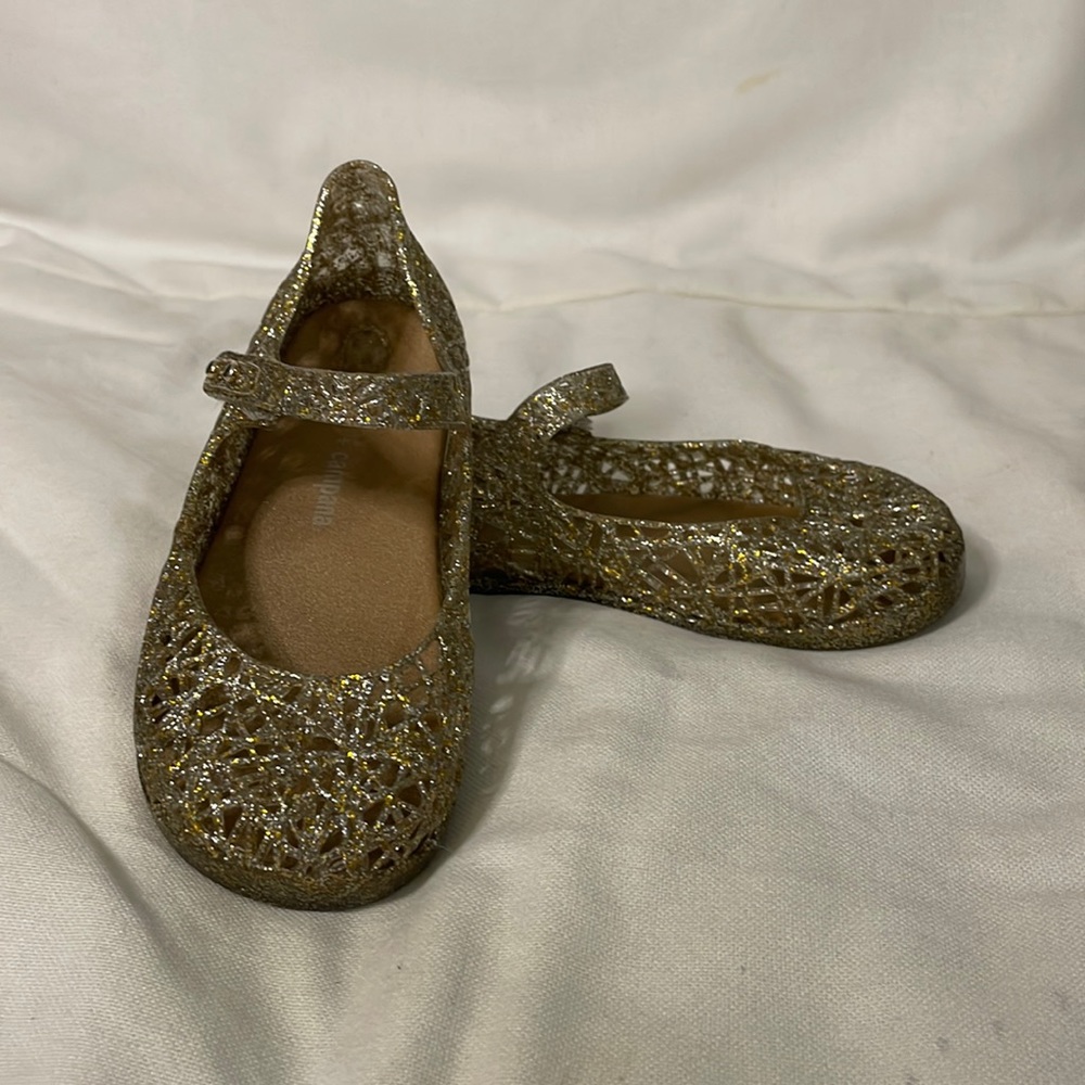 Mini Melissa Campana Zig Zag Ballerina Flats in Glittery Gold
